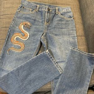 Boys Crazy 8 size 14 embroidered snake denim jeans